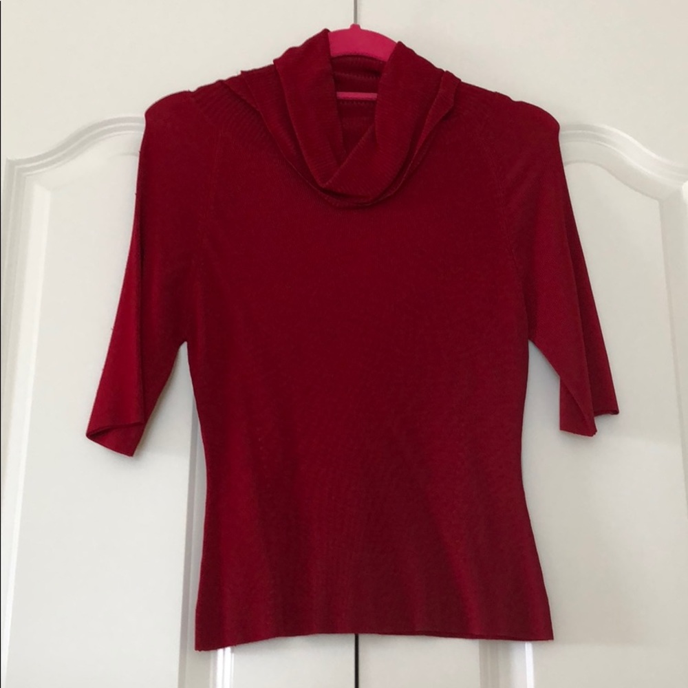 Red cowlneck work top